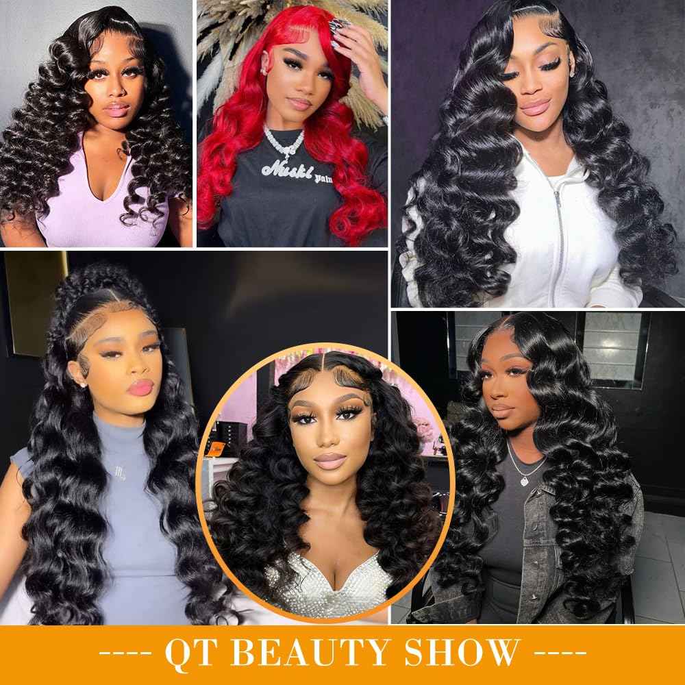 QTHAIR 16A 13x4 HD Lace Frontal Human Hair Loose Wave Frontal Pre Plucked with Baby Hair Ear to Ear Transparent Lace Closure 100% Unprocessed Brazilian Virgin Human Hair(12inch)