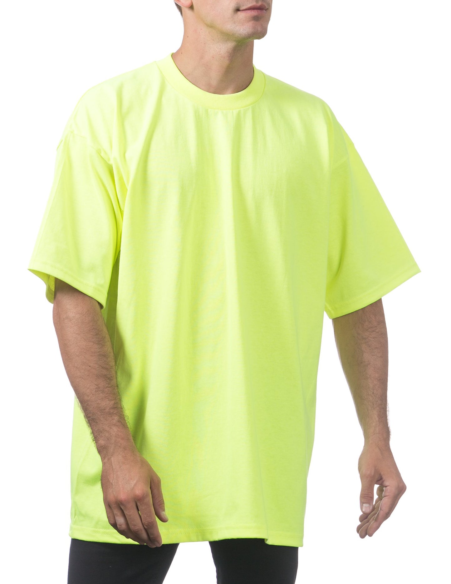 Pro Club Men's Heavyweight Cotton Short Sleeve Crew Neck T-Shirt, Safety Green, Small