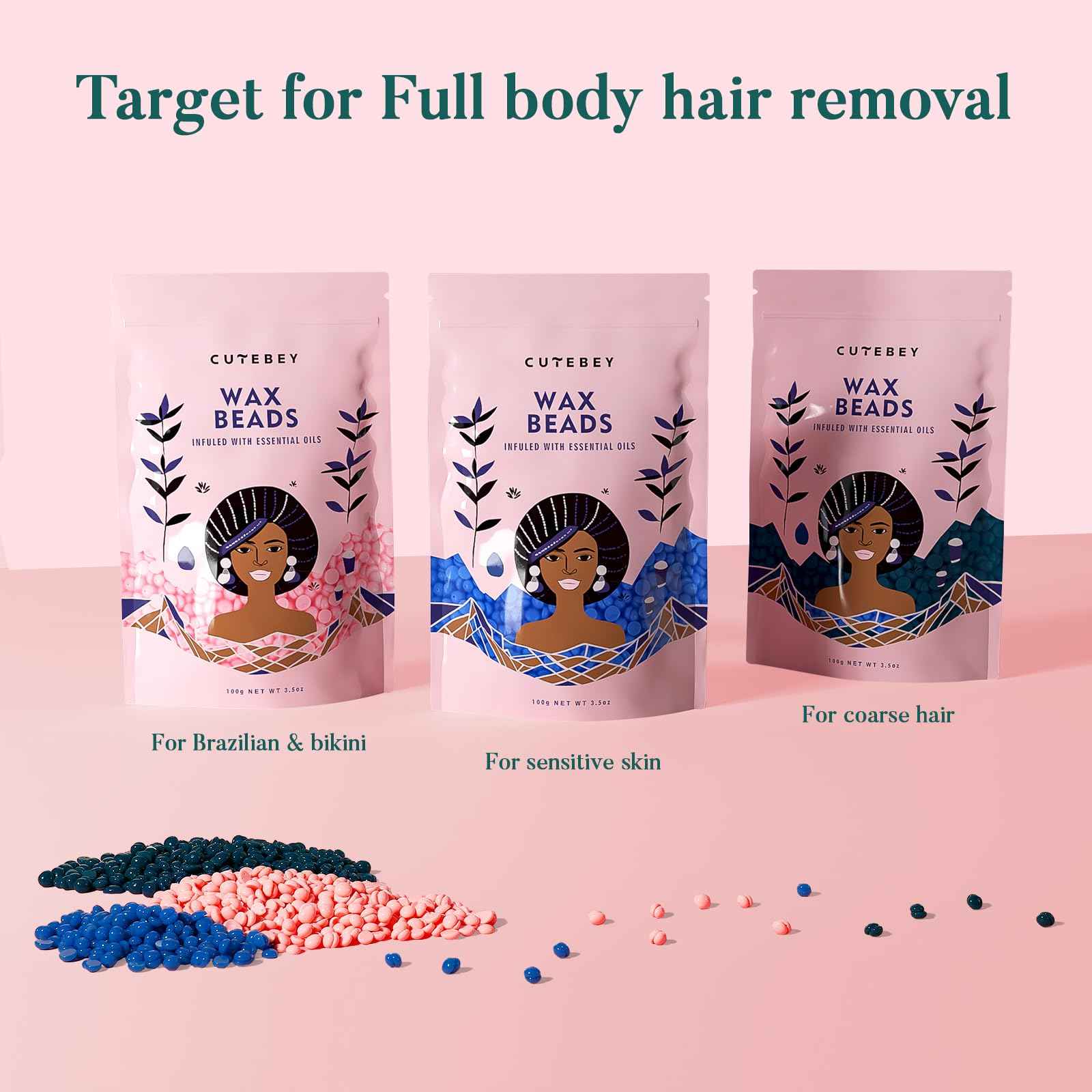 Wax Kit Waxing Kit for Women: Bikini Wax Kit for Hair Removal Sensitive Skin Brazilian Face Waxing with Wax Beads Wax Machine Silicone Pot for Salon Waxing Salon