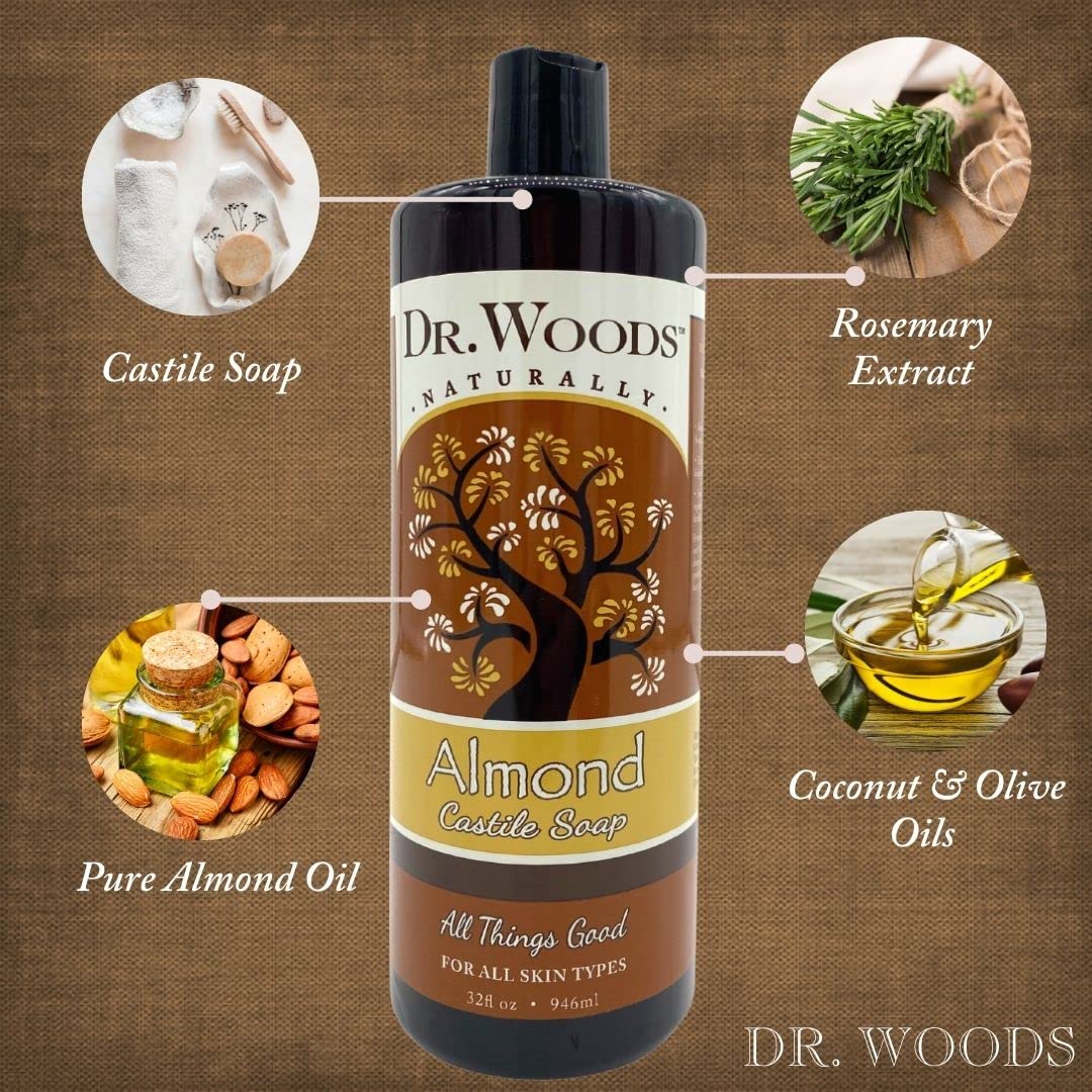 Dr. Woods Pure Almond Castile Soap 32 oz (Pack of 3)