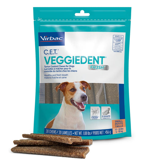 Virbac CET Veggiedent FR3SH Tartar Control Chews for Dogs, Small