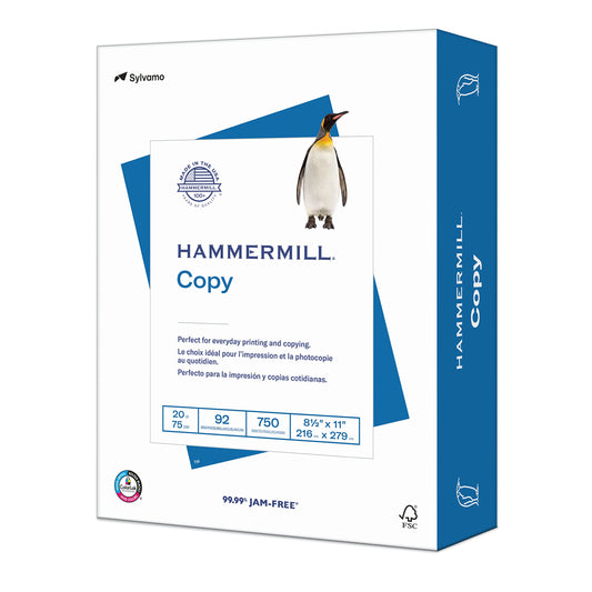 Hammermill Printer Paper, 20 lb Copy Paper, 8.5 x 11 - 1 Bulk Pack (750 Sheets) - 92 Bright, Made in the USA