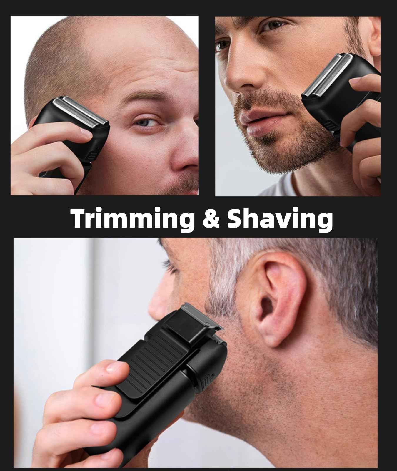 Haosens Electric Foil Razor for Men, Electric Shavers with Pop-Up Trimmer Rechargeable - 2-Speed Adjustable, Travel Lock, 120 Mins Runtime, Double Floating Blades for Men's Face Close Shaving (Black)