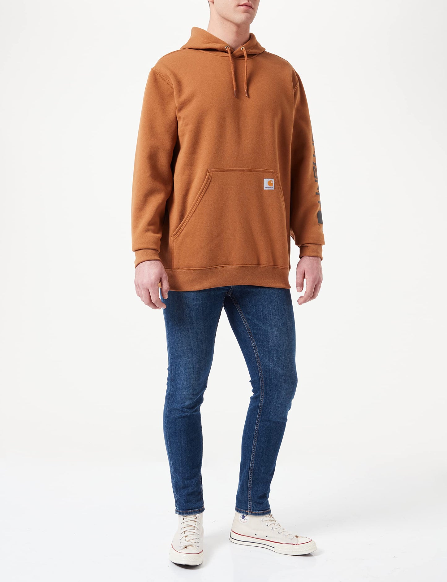 CarharttmensLoose Fit Midweight Logo Sleeve Graphic SweatshirtCarhartt BrownX-Small