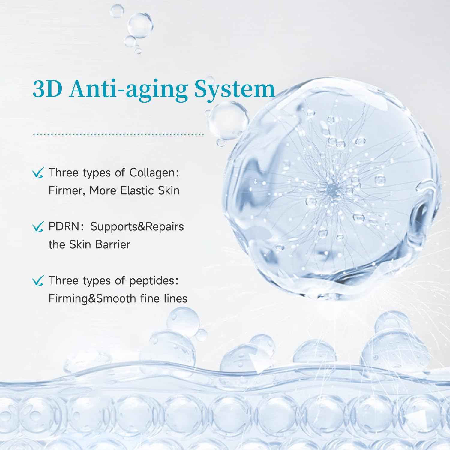 BACHERI Collagen Peptide Anti-Aging Serum with PDRN – Triple Collagen, Peptide Complex & Botanical Extracts for Firming, Hydration & Skin Barrier Repair – Ampoule Serum Set 1.5ml x 30