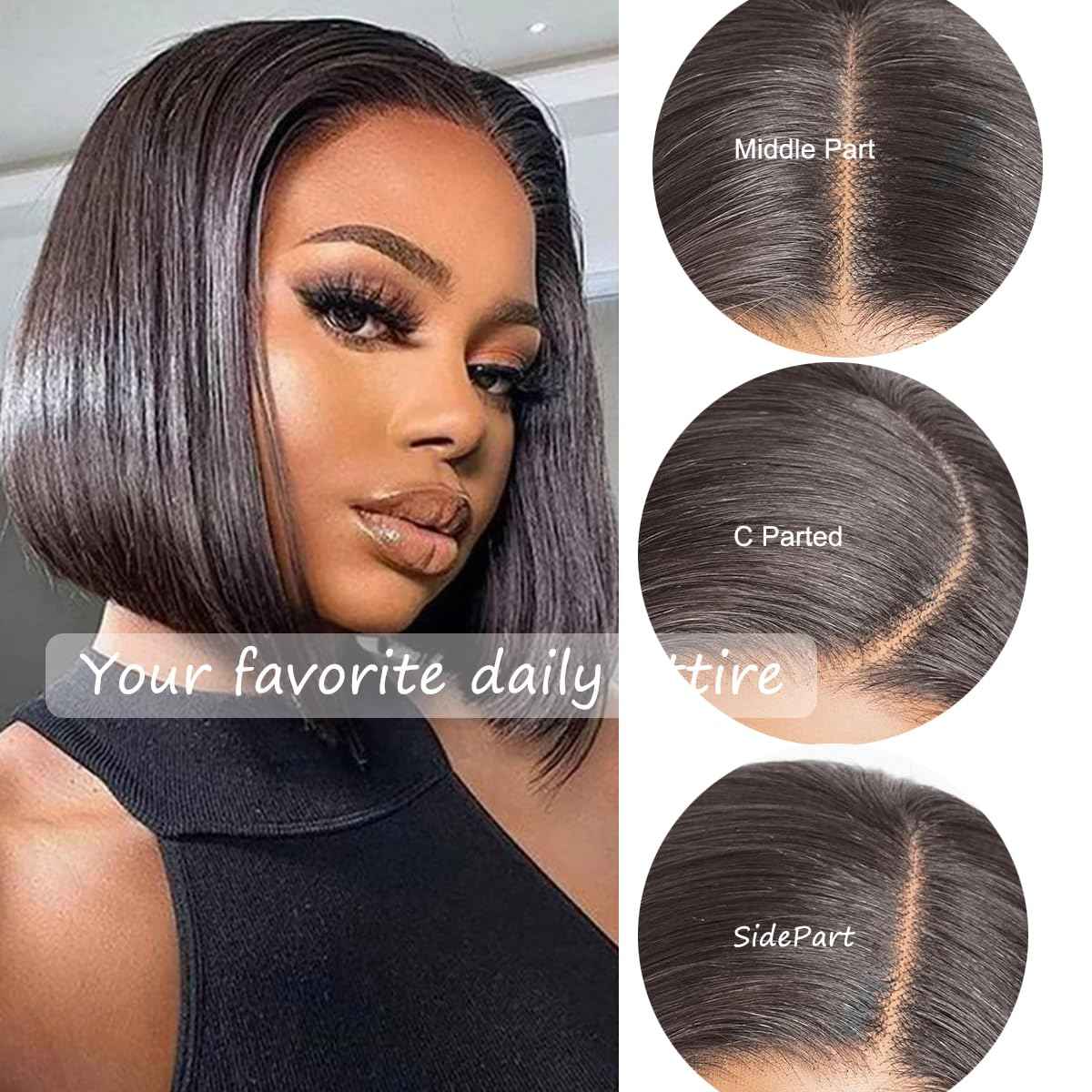 Bob Wig Human Hair Closure Wigs Human Hair Bob Wig Wear and Go Glueless Wig 10 Inch HD Lace Closure Short Wigs for Women 180 Density 18A Grade Raw Hair Triple Lifespan than Regular Virgin Hair