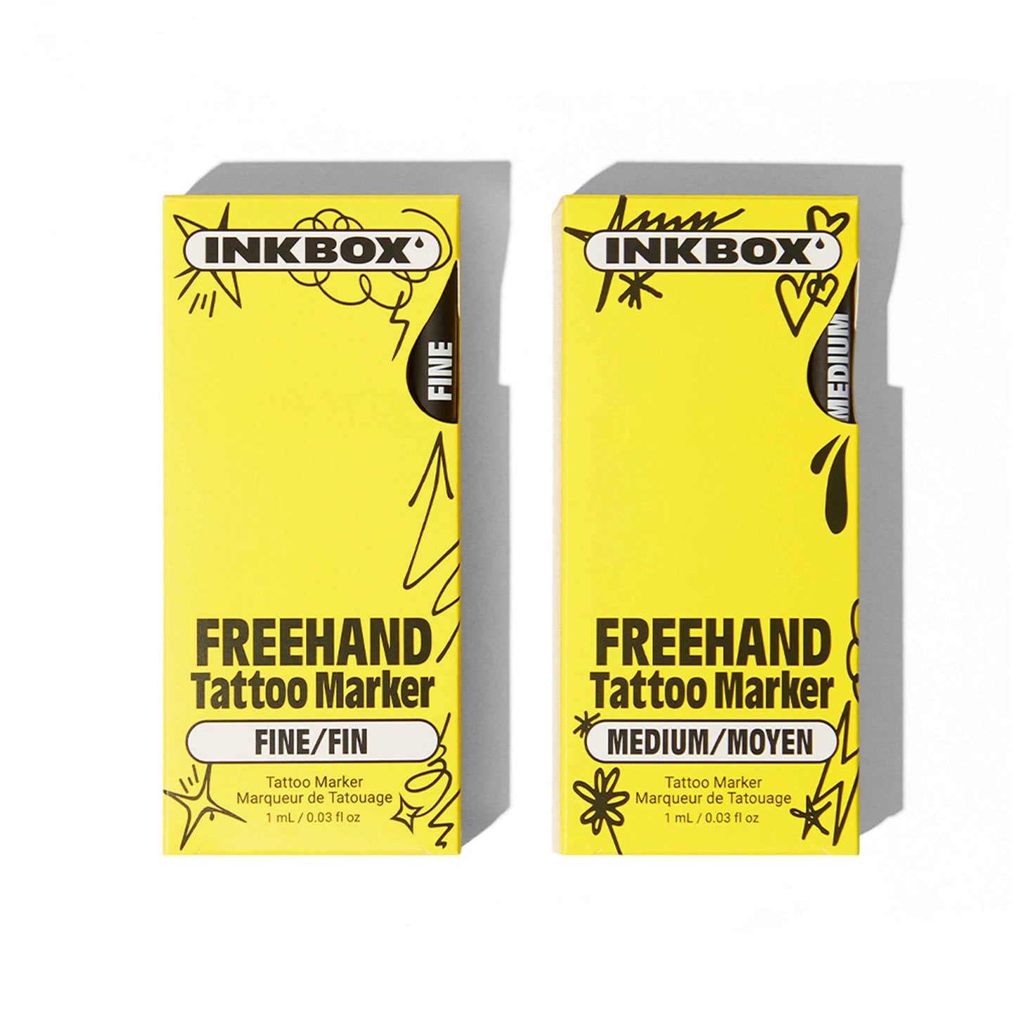 Inkbox Freehand Tattoo Marker Kit – Medium & Fine Tips, Lasts Up to 10 Days, For All Skin Tones, Water-Resistant, Cruelty-Free & Vegan, Long-Lasting Temporary Tattoo Pens, All Skill Levels – Pack of 2