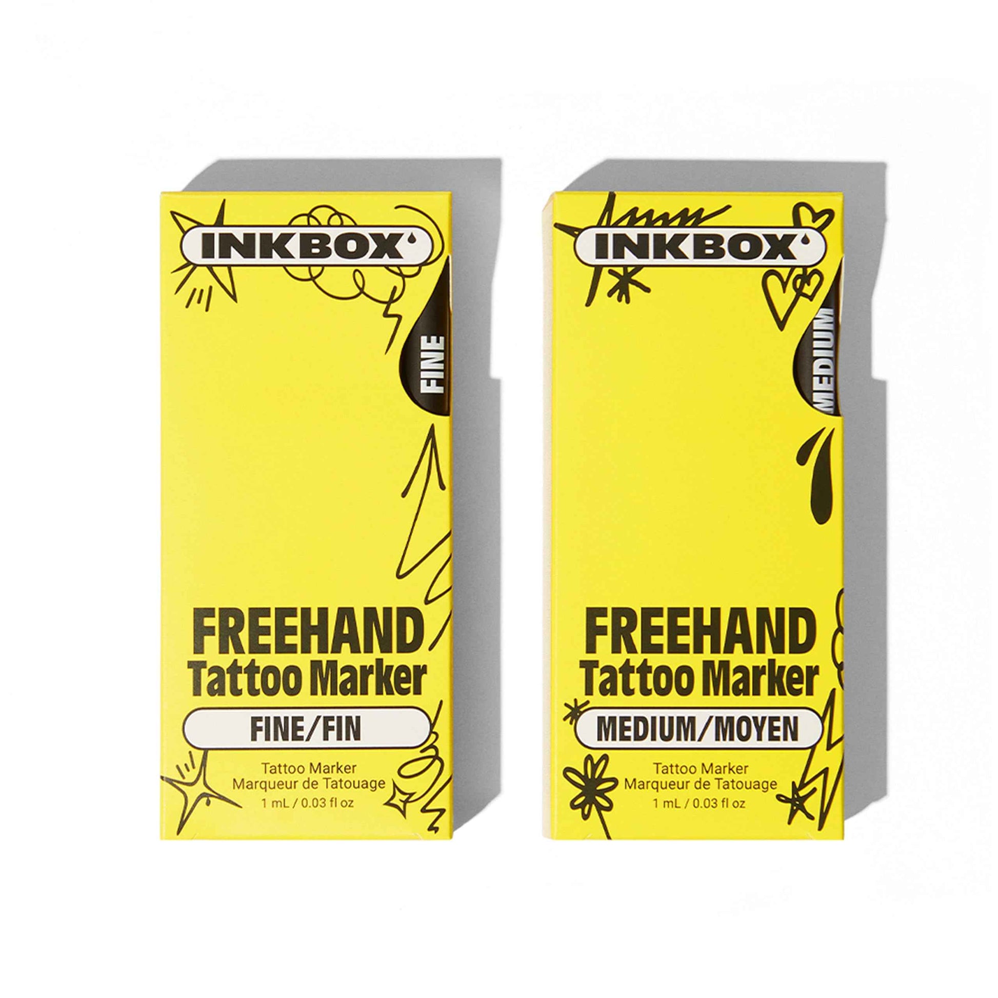 Inkbox Freehand Tattoo Marker Kit – Medium & Fine Tips, Lasts Up to 10 Days, For All Skin Tones, Water-Resistant, Cruelty-Free & Vegan, Long-Lasting Temporary Tattoo Pens, All Skill Levels – Pack of 2
