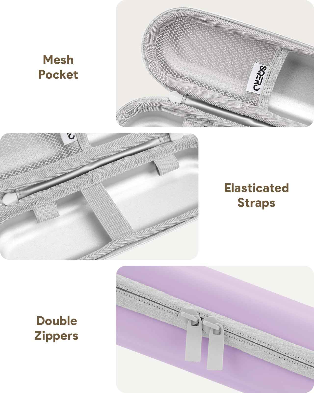 SQERO Electric Toothbrush Travel Case for Oral-B Pro/iO, Philips Sonicare/Aquasonic, Oral B Case for Brush Heads & Accessories, Portable Toothbrush Hard Carry Bag Waterproof PU