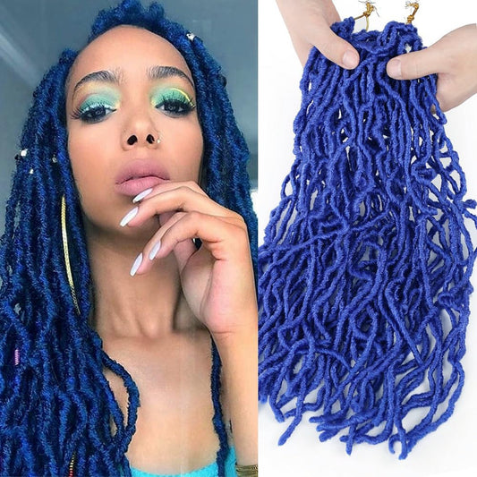 Umylar 18 Inch Faux Locs Crochet Hair Soft Locs Crochet Hair 3 Packs Pre Looped Faux Locs Crochet Hair For Black Women Synthetic Hair Extension (18 Inch, Blue#)