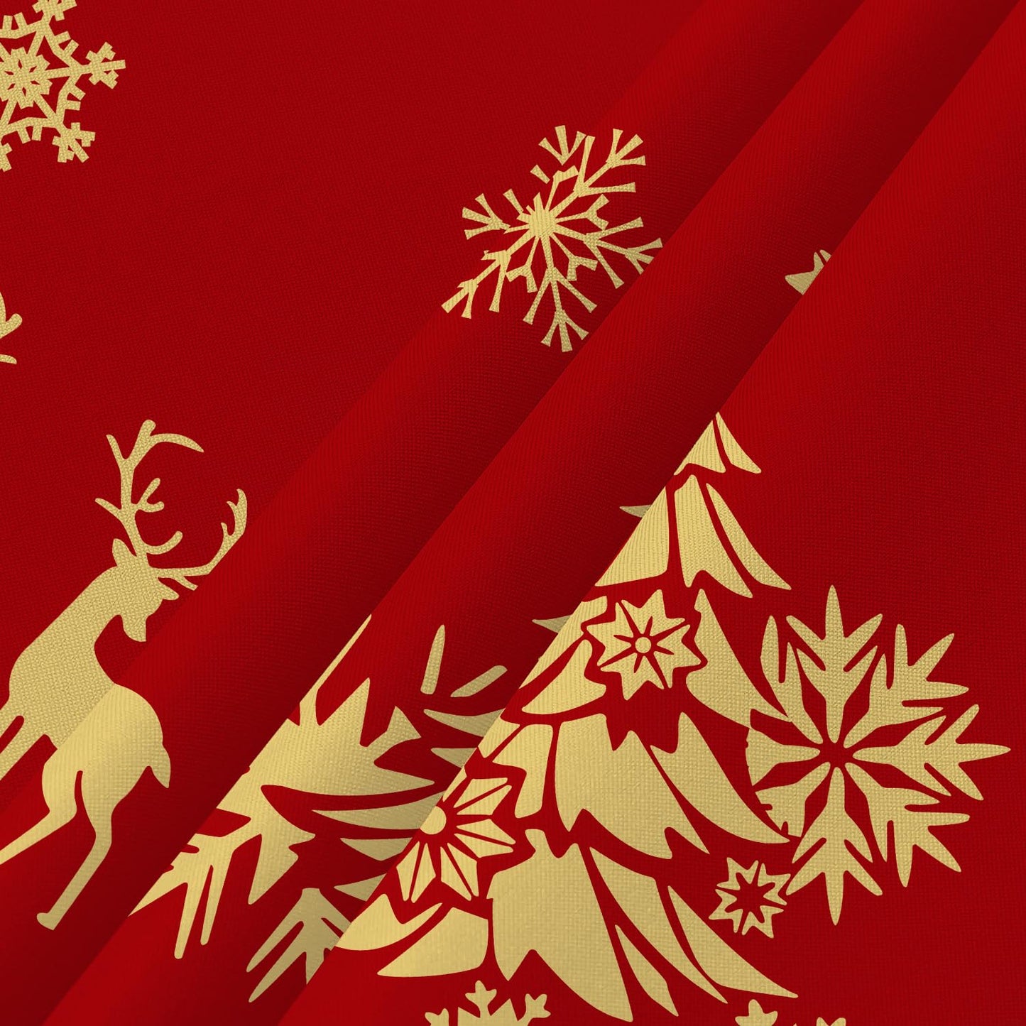 Faptoena Merry Christmas Rectangle Tablecloth 60×120 inch Christmas Table Cloth Golden Deer Christmas Tree Table Covers Red Christmas Decoration for Christmas Party Dining Room Home Kitchen Picnic