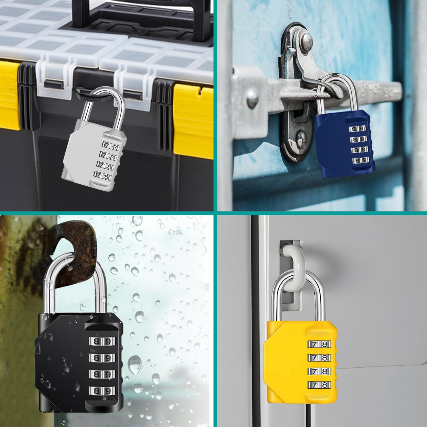 ZHEGE Combination Lock, 4 Digit Combination Padlock Outdoor, School Lock, Gym Lock (Yellow)