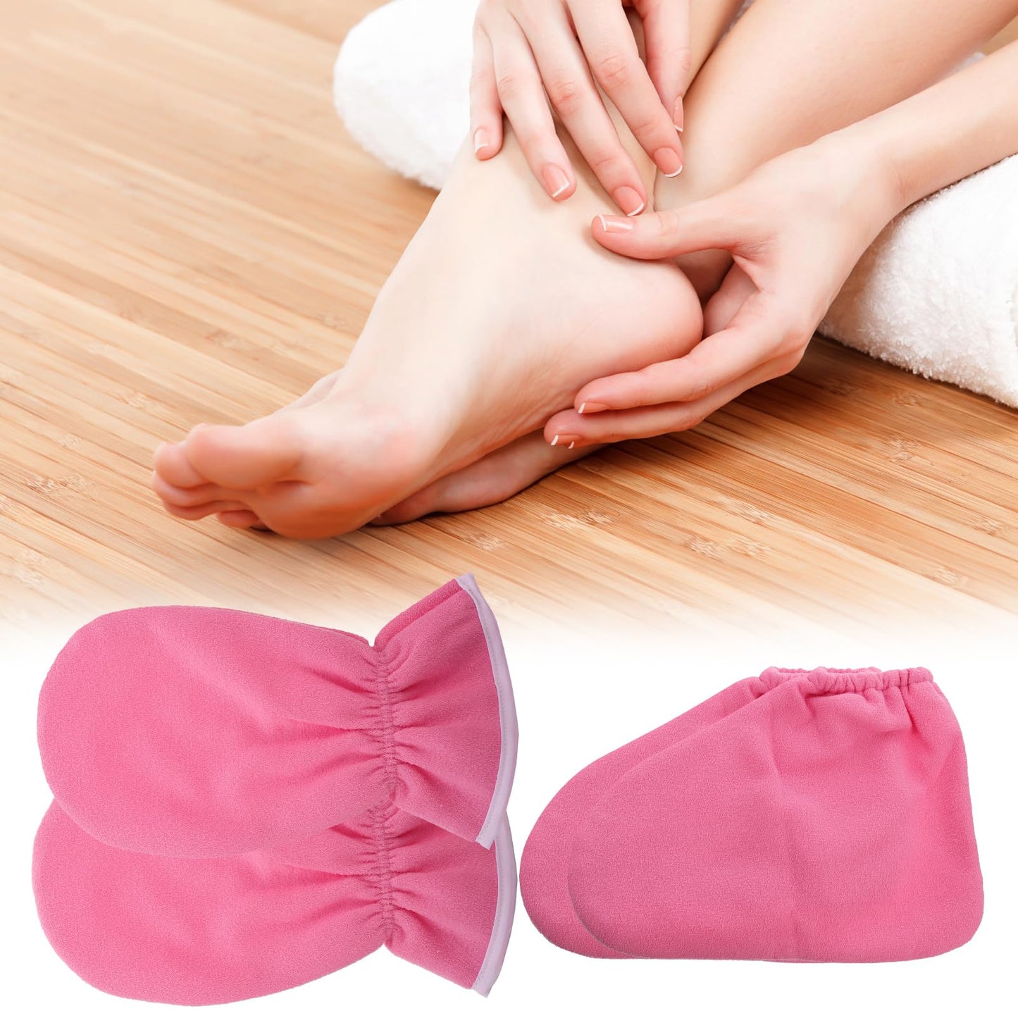 Paraffin Wax Booties 4pcs Essential Oil Gloves Heated Socks Womens Gloves Suits for Women Paraffin Wax Booties Spa Socks Paraffin Wax for Hand and Feet Spa Paraffin Wax Cover Spa