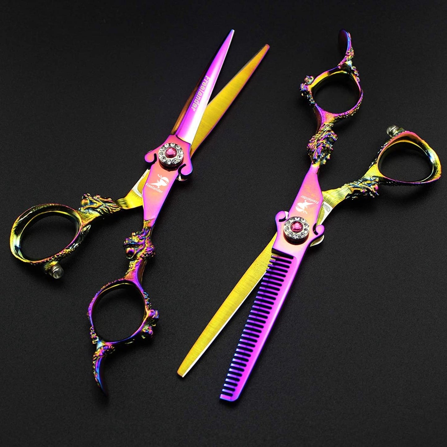 6.0" Professional Japan 440C Hair Cutting Shears - Salon Hair Blending/Thinning/Texturizing Scissor for Barber or Home Use