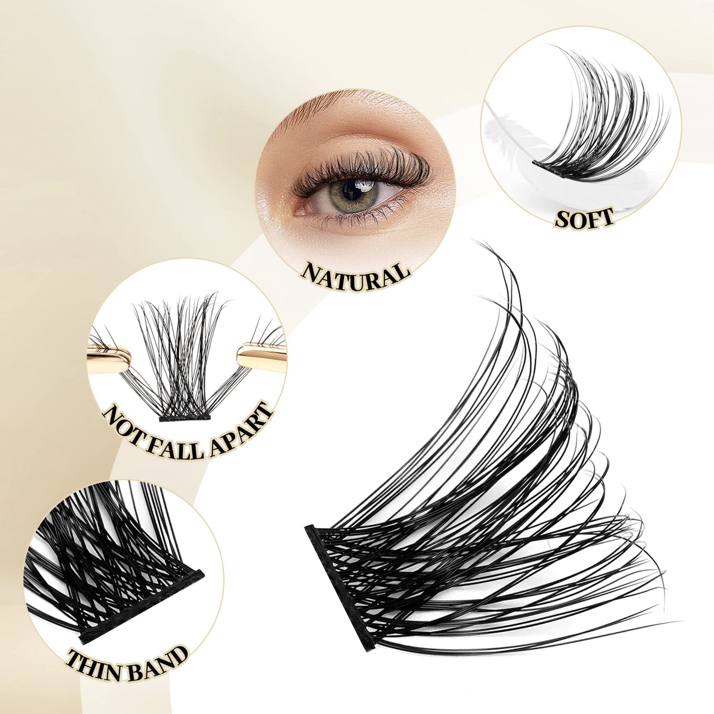 QUEWEL Lash Clusters 264Pcs Cluster Lashes Mix12-18mm DIY Eyelash Extension Individual Eyelashes Clusters Fluffy & Super Lightweight Lash Extension Clusters Natural Look (QU26-Mix12-18)