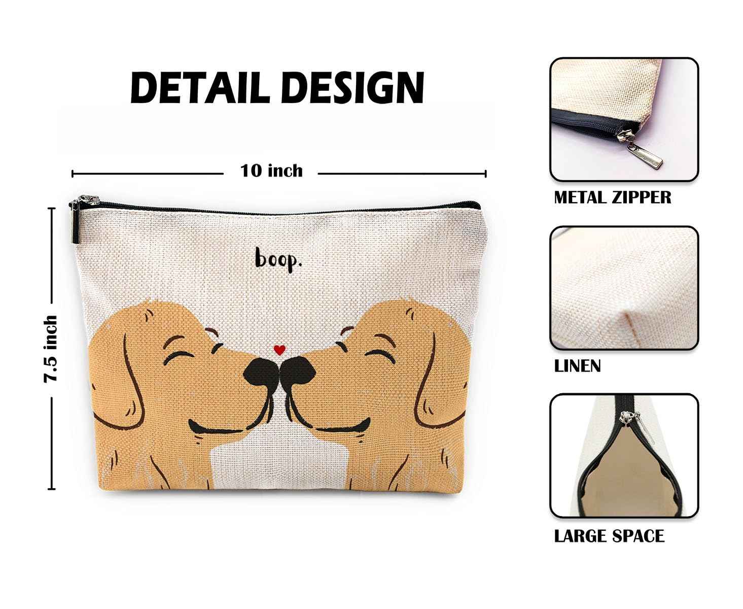 Sufamb Cute Makeup Bag,Love Gifts for Her,Gifts for Girlfriend Wife,I Love You Gifts for Her,Valentines Gifts,Cute Gifts for Women,Golden Retriever Gifts Small Cosmetic Makeup Bag for Purse