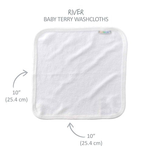 Butterblu River 10-Pack Baby Terry Washcloths 100% Organic Cotton Absorbent for Baby and Toddler Boys & Girls, White, One Size