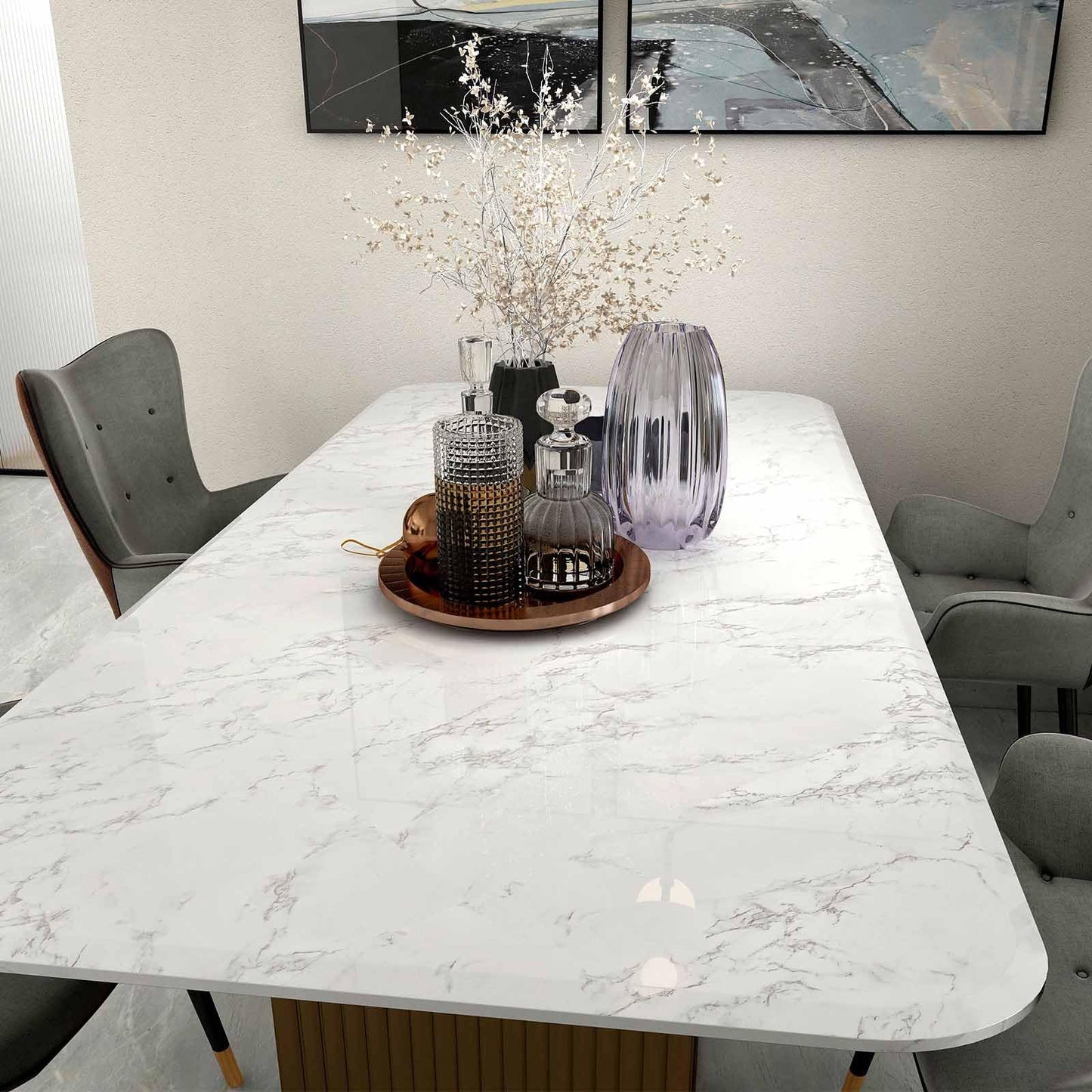 practicalWs Marble Wallpaper Granite White and Gray Wall Paper Roll 35.4" x 118" Kitchen Countertops Cabinet Furniture is Renovated Thick Vinyl Easy to Remove Without Leaving Glue Upgrade