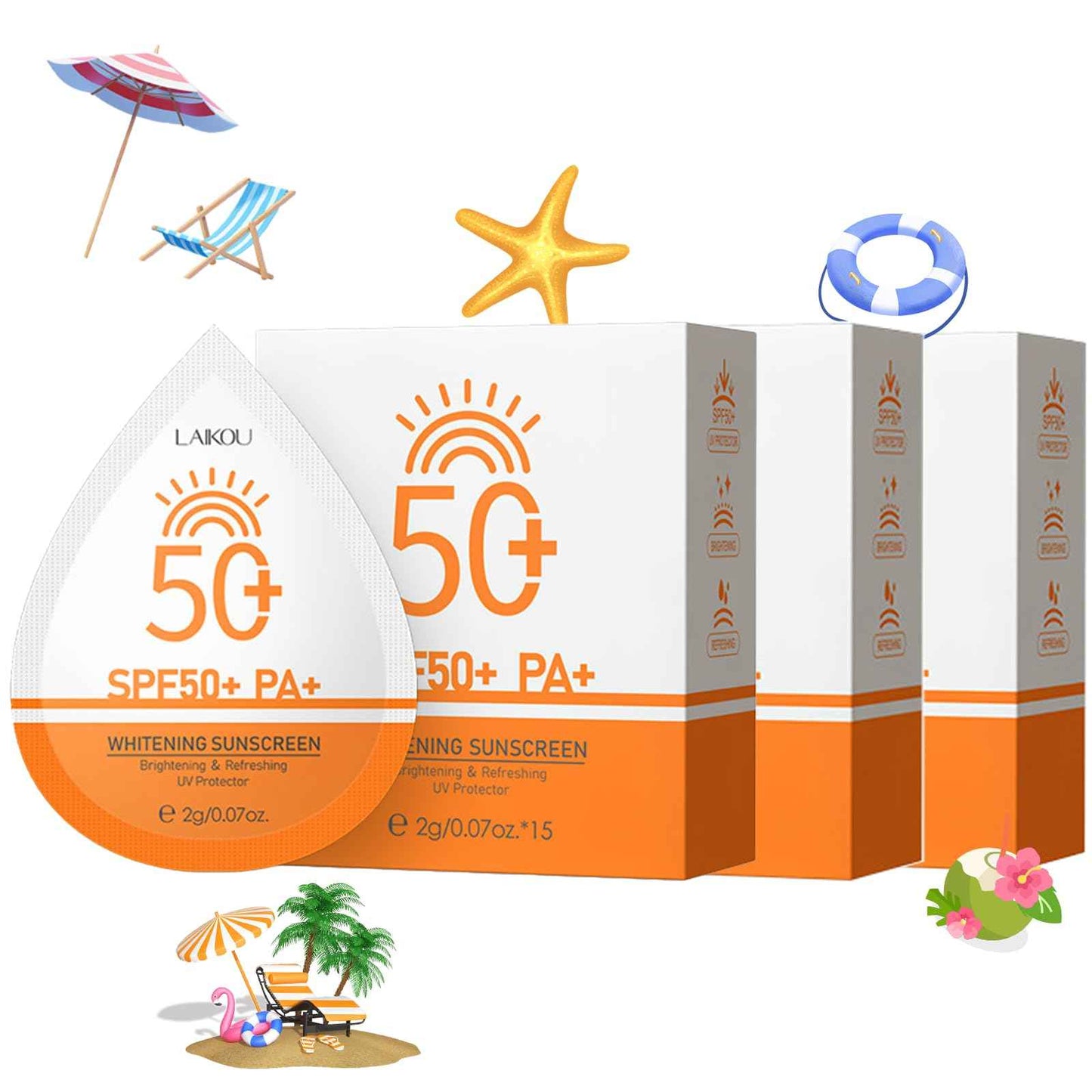 2g*45PCS Travel Size Sunscreen SPF50+ PA+ – Mini Sunscreen for Face & Body, Waterproof, Non-Greasy, Perfect for Thank You Gifts & Mini Travel Items