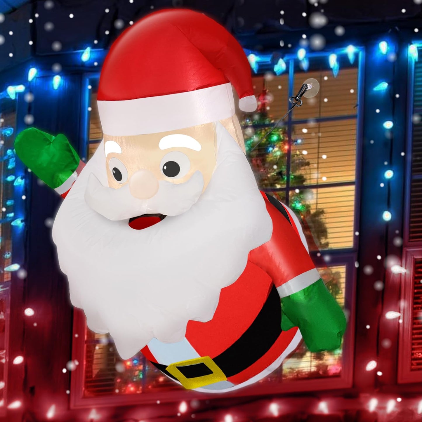 TURNMEON 3.5 Ft Christmas Inflatable Santa Claus Lean Out from Window Outdoor Christmas Decorations Blow Up Xmas Decor with LED Lights Christmas Decorations Party Outside Indoor Home Yard Garden Lawn