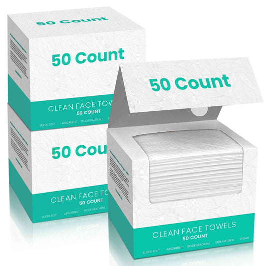 ONLYCARE Disposable Face Towel, Biodegradable Face Towels, 10" x 12" Super Thick Soft Facial Towels, 150 Count Face Towelettes Disposable for Sensitive Skin, Makeup Remover Dry Wipes, 3 Pack