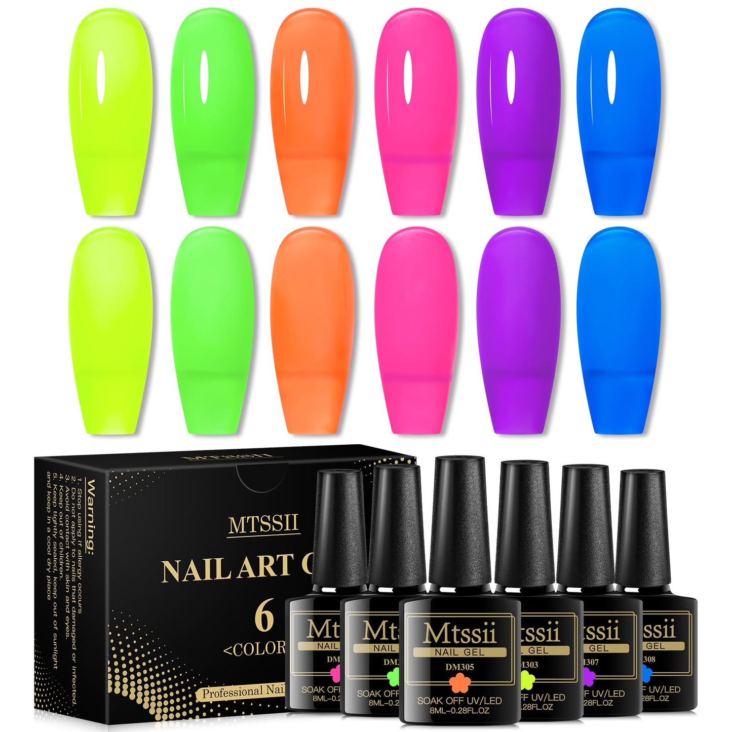 MTSSII Jelly Gel Nail Polish Translucent Neon Nail Polish Hot Pink Blue Purple Rainbow Neon Yellow Green Orange Gel Polish See Through Nail Trend Gel Soak Off UV LED Nail Art Manicure Kit