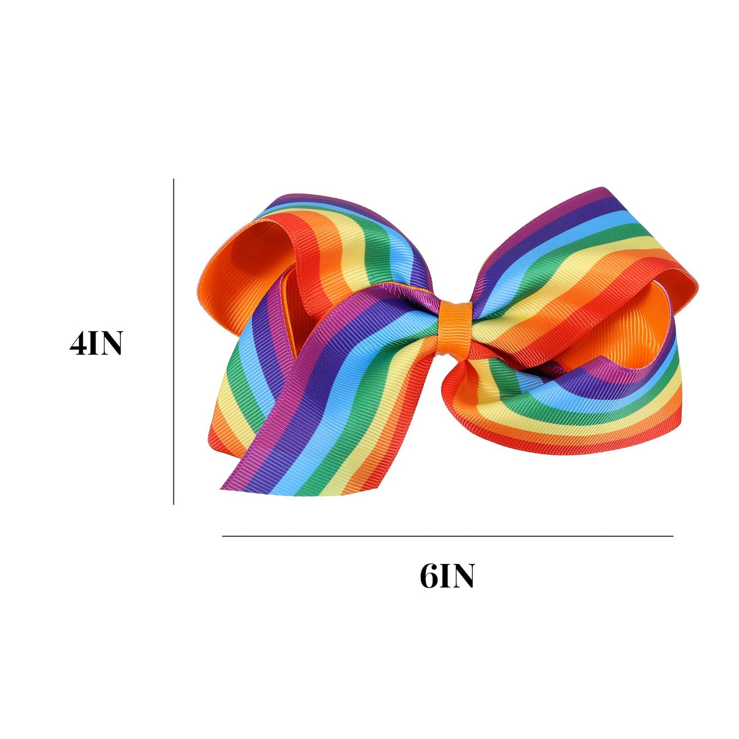 6 inch Big Rainbow Hair Bow Clips Hair Barrettes Alligator Hairpins for Girls Women Rainbow Pride Month Parade Outfit Decor Accessories Wedding Summer Holiday Gift