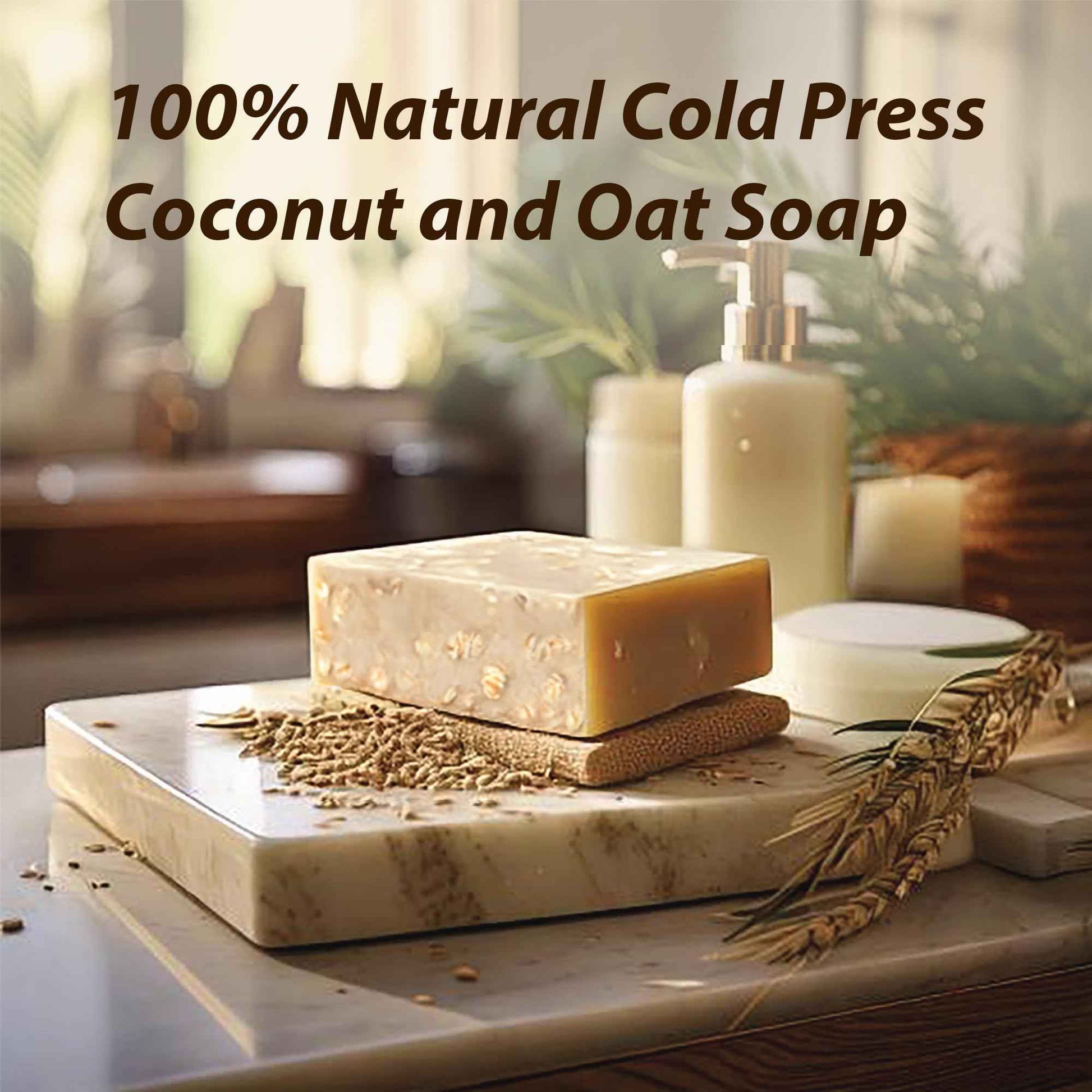 Natural Splash Body Care Natural Handmade Cold Press Bar Soap - Coconut and Oat – Aloe Vera and Vegetable Collagen - Soft exfoliating Formula - 3 Pack