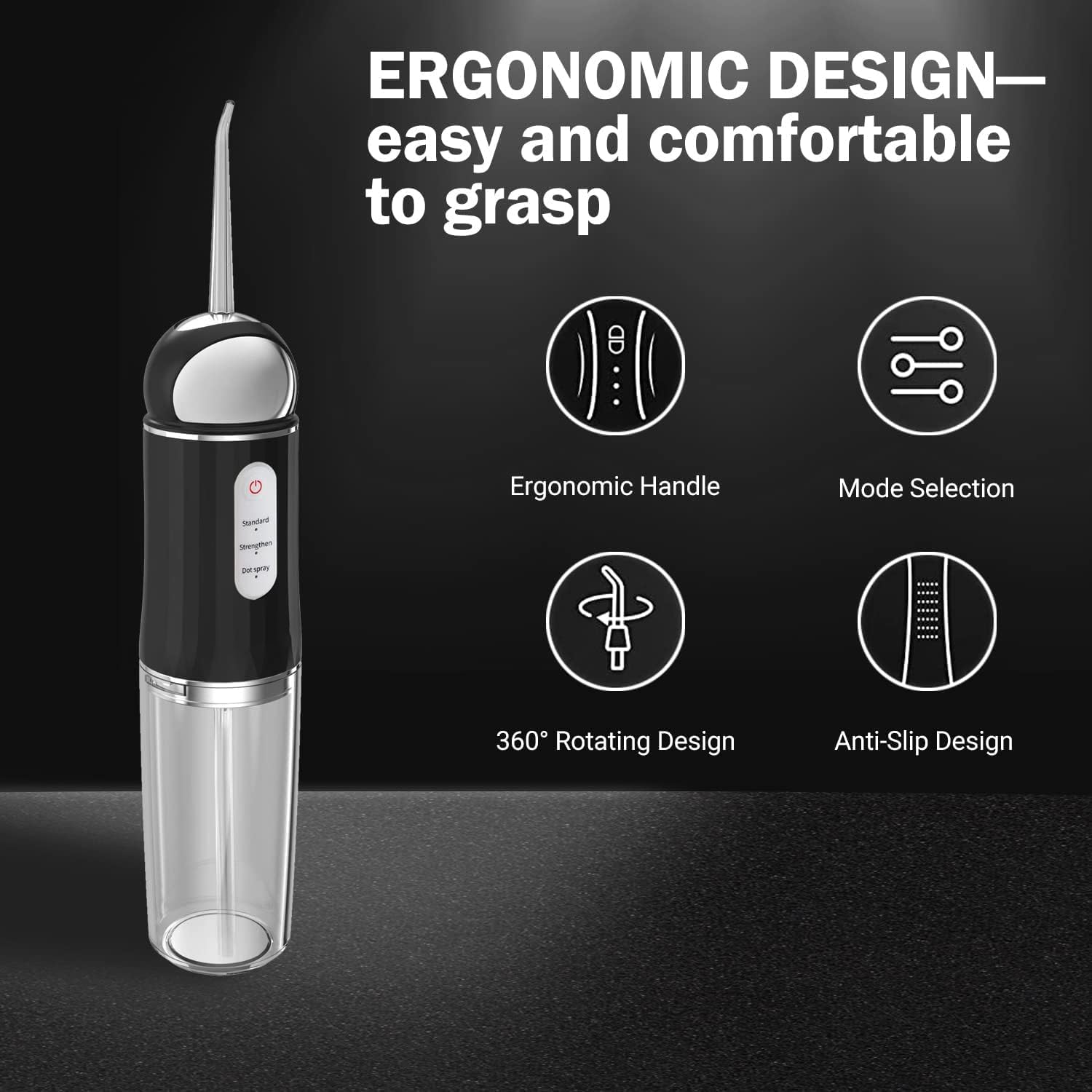 Water-Flosser-Cordless-Teeth-Cleaner Somall Water Dental Flosser with 3 Modes 4 Jets Rechargeable Dental Oral Irrigator for Home Travel (Premium Black)