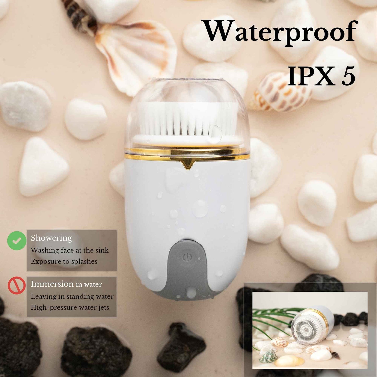 Waterproof Electric Face Brush with IPX5 Rating for Deep Cleansing and Exfoliation