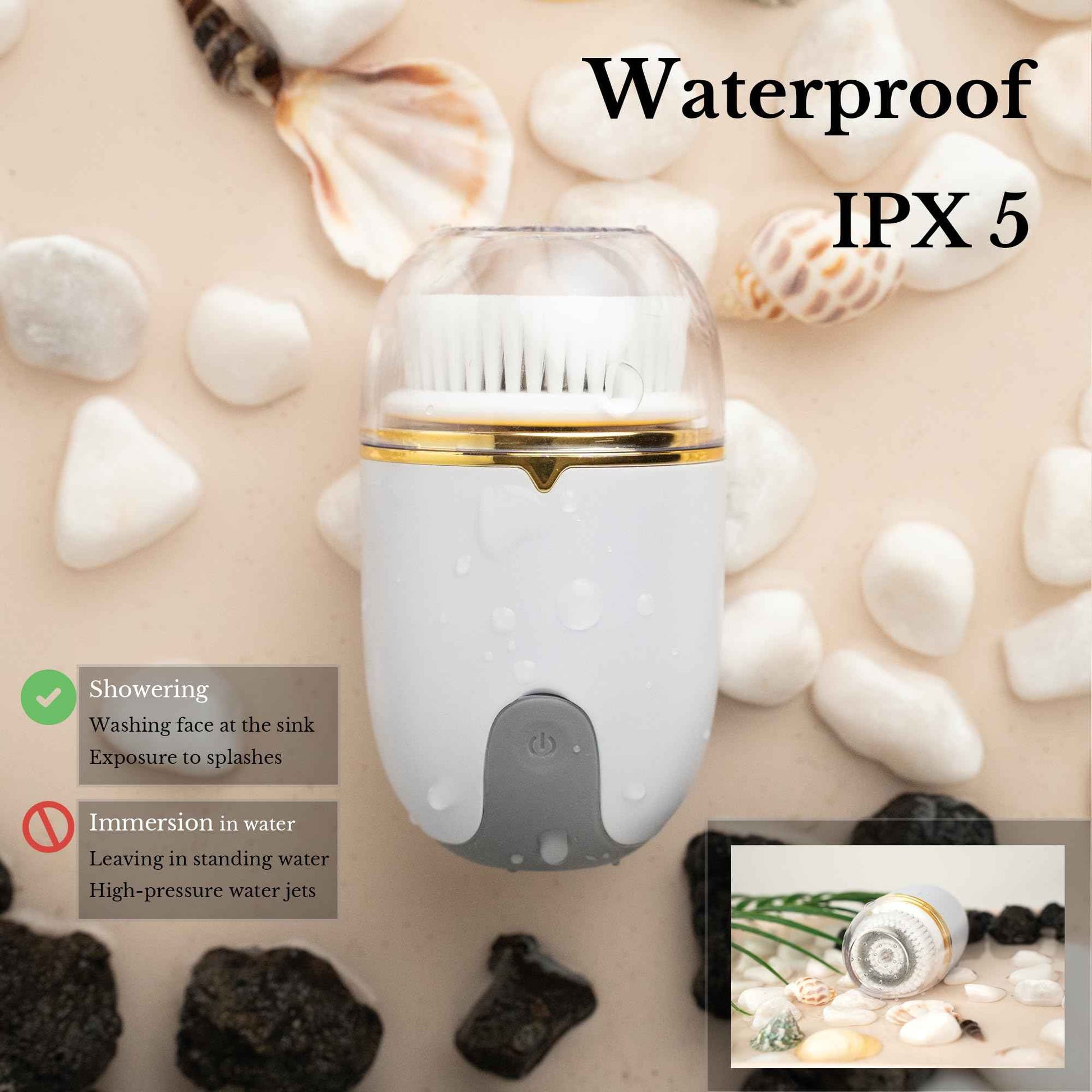 Waterproof Electric Face Brush with IPX5 Rating for Deep Cleansing and Exfoliation