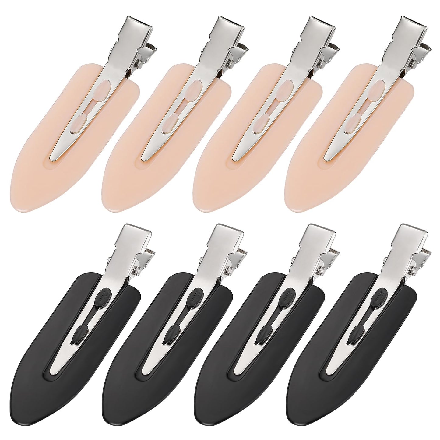 MADHOLLY 8Pcs No Bend No Crease Hair Clips - Styling Duck Bill Clips Alligator Hair Barrettes for Styling Sectioning for Salon Hairstyle Hairdressing Bangs Waves Woman Girl Makeup, Black & Pink