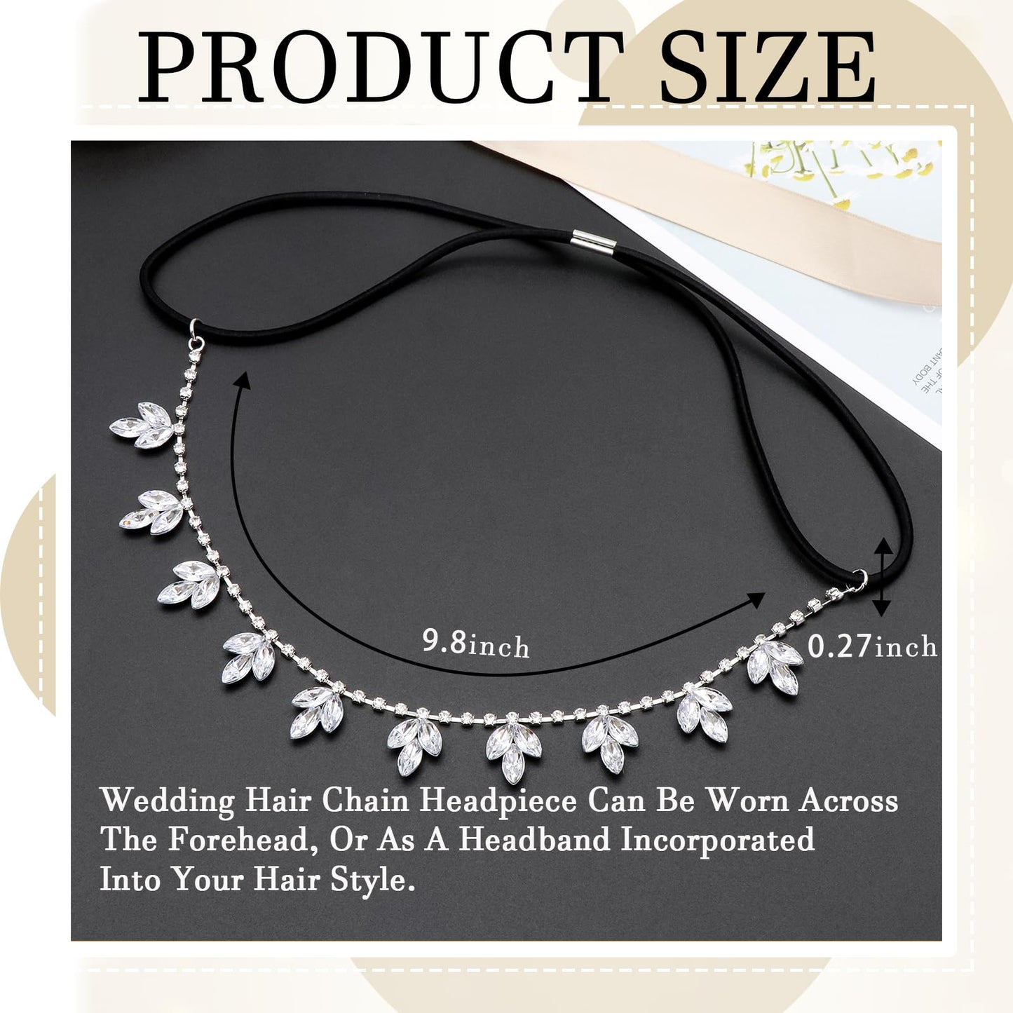 FULZTEY Bling Rhinestone Head Chain Crystal Wedding Headpiece for bride Maple Leaves Design Rhinestone Headpiece Boho Hair Chain Sparkling Diamond Prom Accessories Head Chain Jewelry for women