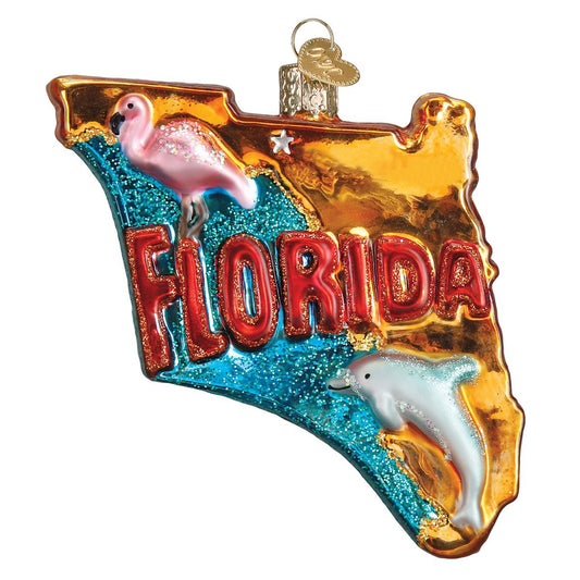 Old World Christmas Glass Blown Ornament State of Florida (36198)