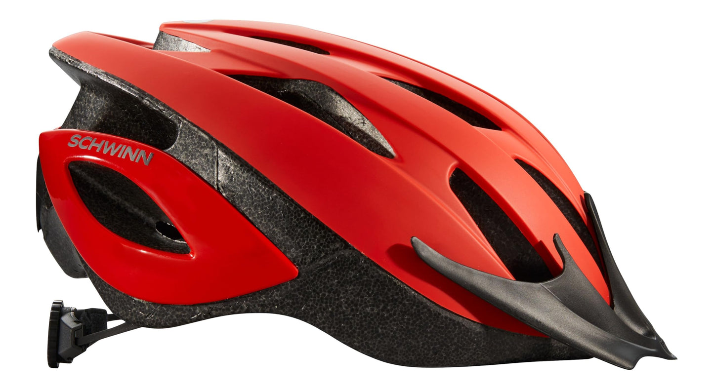 Schwinn Thrasher Bike Helmet for Adult Men Women Age 14+ with Suggested Fit 58-62cm, Lightweight with Adjustable Side and Chin Strap, No Light, Red