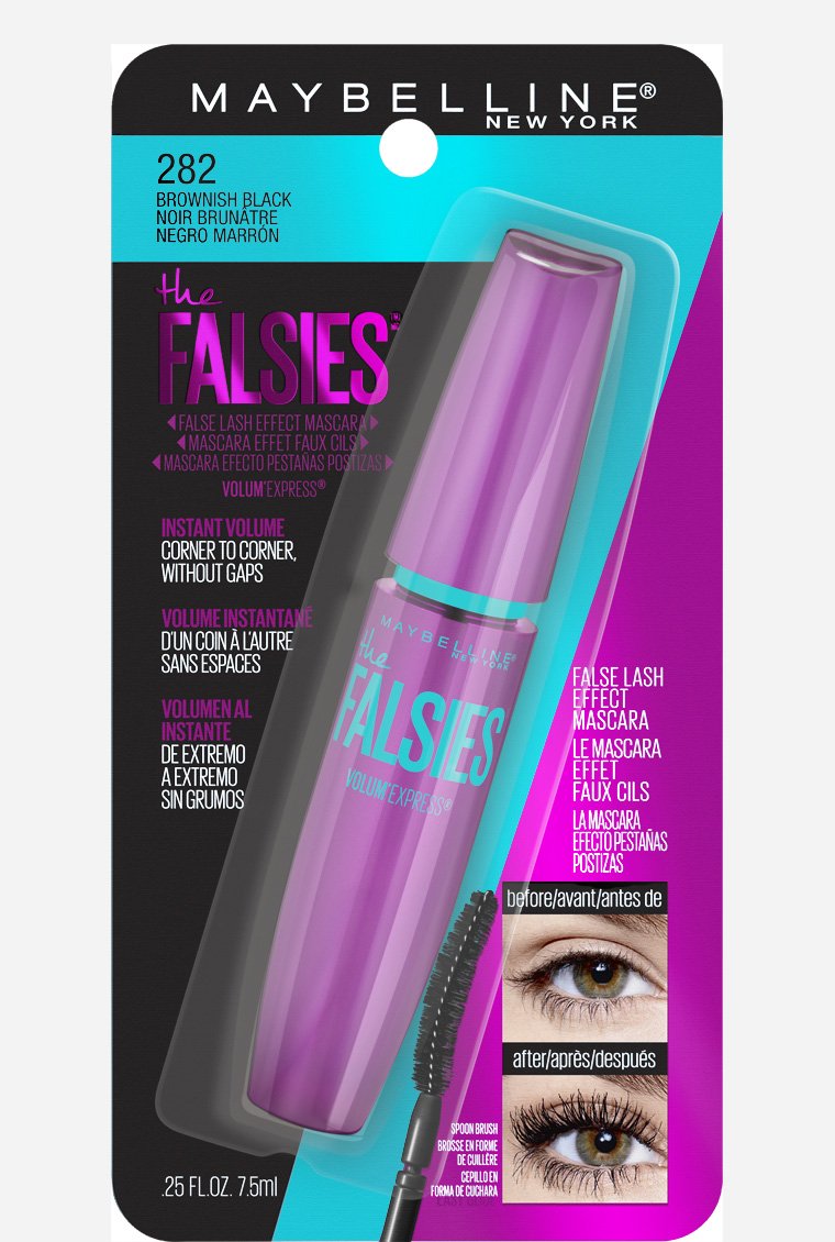 Maybelline Volum' Express The Falsies Washable Fiber Mascara, Volumizing and Separating Make Up Formula, Brownish Black, 1 Count