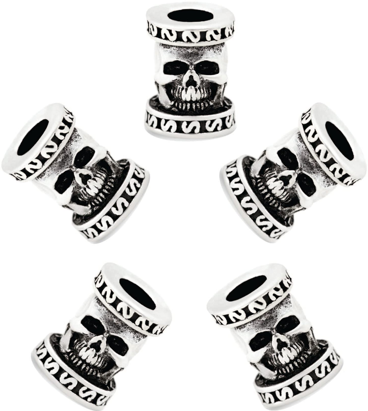 HAQUIL Skull 5 pcs Combo Viking Beads Norse Hair Hair Beads Lock Beads Dreadlock Accessories Viking Hair Beads Lock Beads Dreadlock Accessories Pull Hair Pin Quick Beader