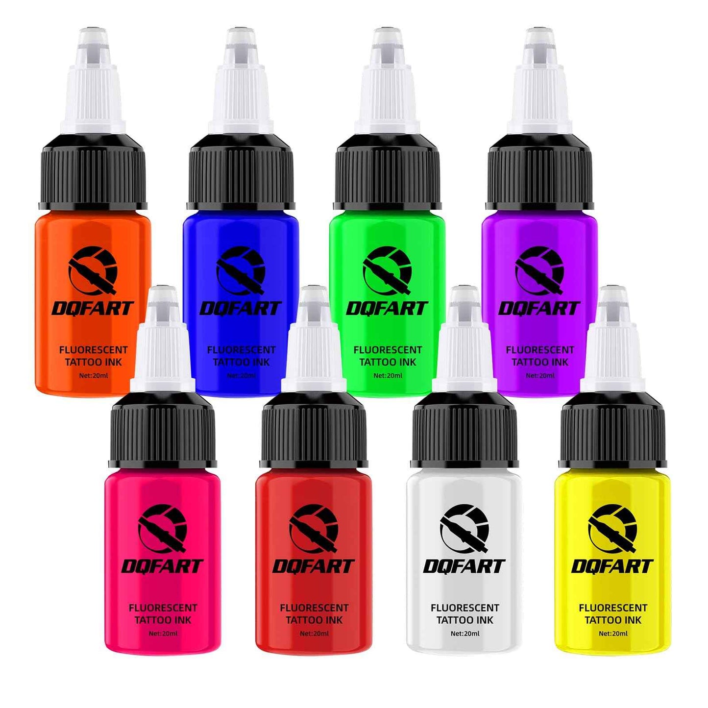 DQFART Tattoo Fluorescent Ink 0.65 oz (20ML) 8 Color UV Tattoo Ink TI-002