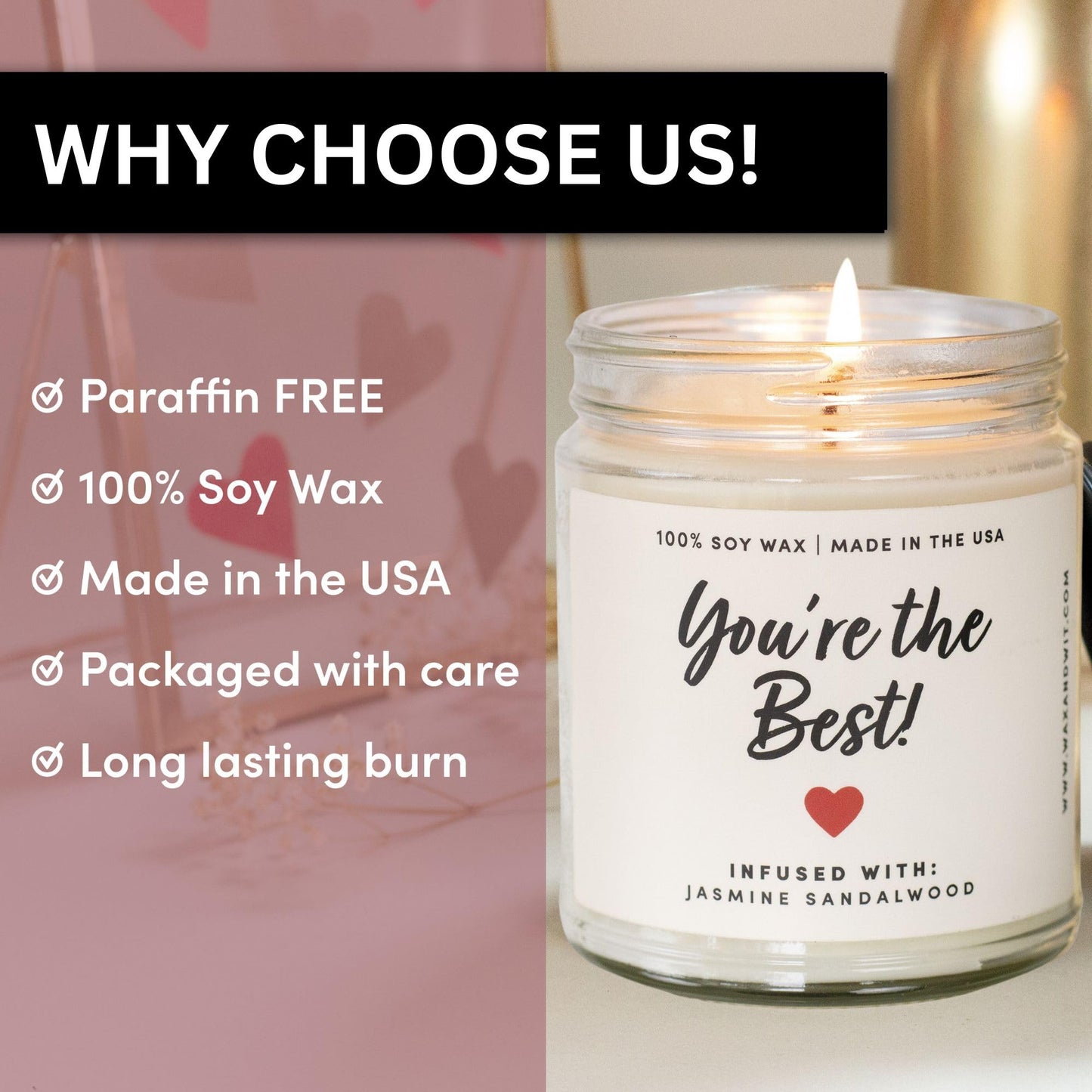 Best Friend Gifts for Women, Mom Birthday Gifts, Candles for Women, Jasmine Sandalwood Candle, Scented Candles, Teacher Appreciation Gifts, Engagement, Mothers Day Candle, Teacher Gifts - 9oz, Soy Wax