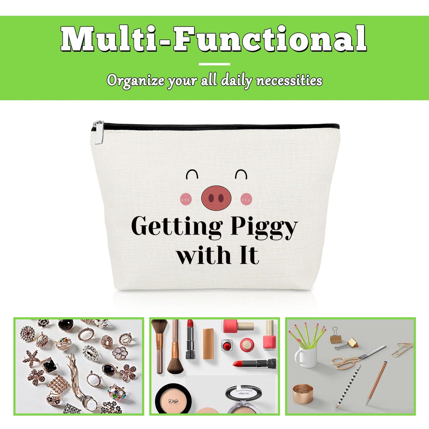 Pig Lover Gifts Pig Gifts Makeup Bag Piggy Gifts for Girls Funny Gifts for Animal Lovers Cosmetic Bag Pig Themed Gifts Christmas Birthday Gift for Daughter Pig Novelty Gifts Travel Cosmetic Pouch