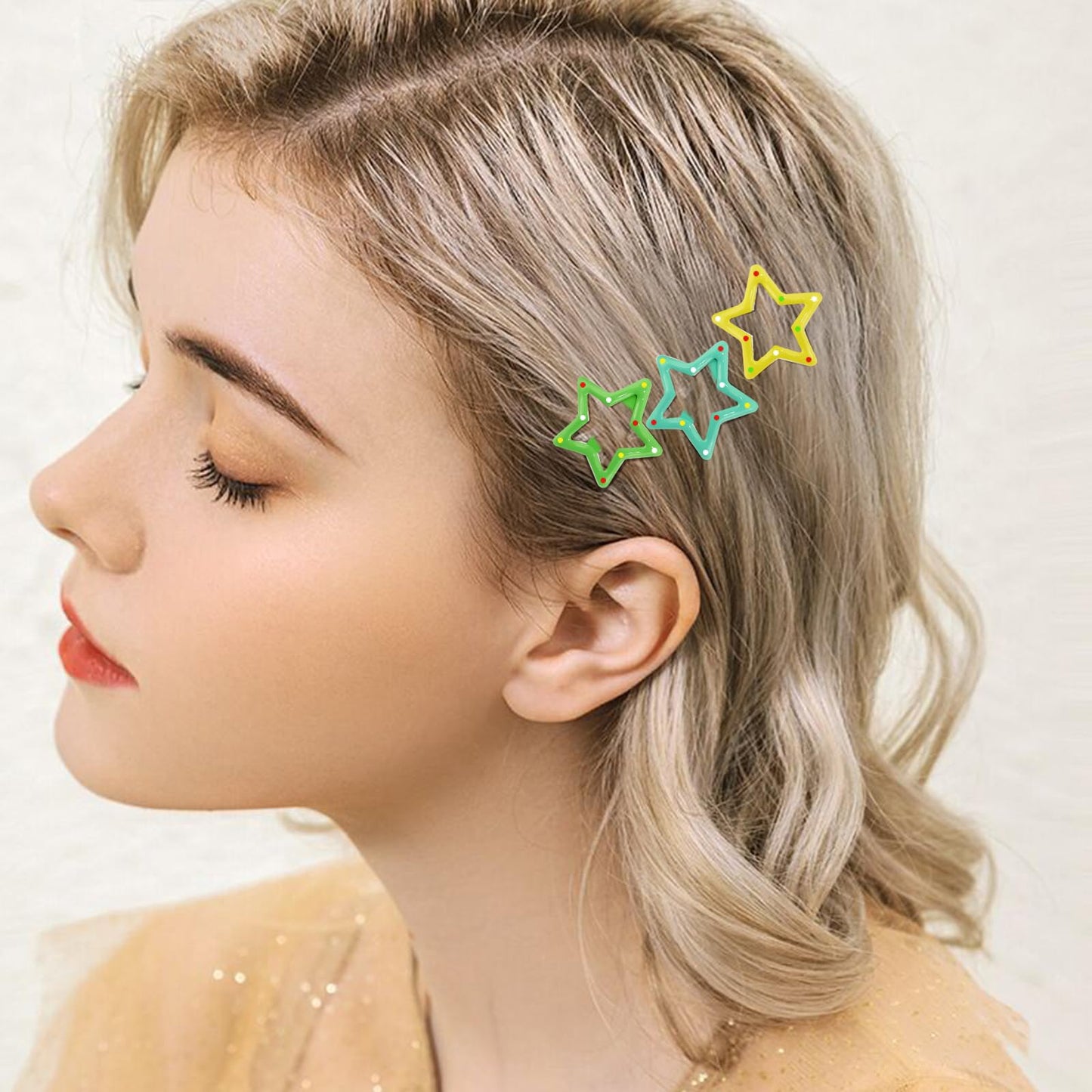 Star Hair Clips Snap Hair Barrettes Non Slip Star Hair Accessories Multiple Colors Metal Hair Clips for Girls Women -30 PCS 1.18"