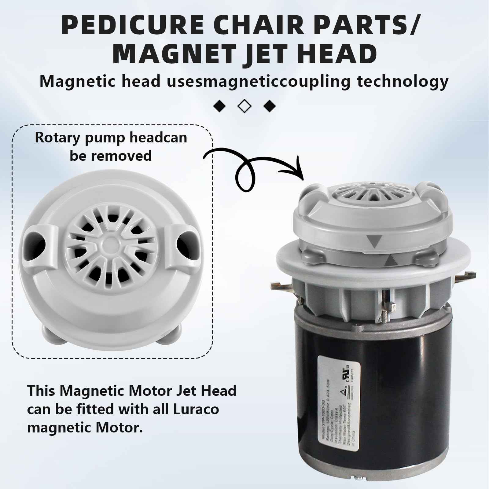 Yobfo Magnetic Jet Head BF-004 for LURACO Jet Motor Pedicure spa Tubs Chair,Contains Propeller and Cover, 4-pin