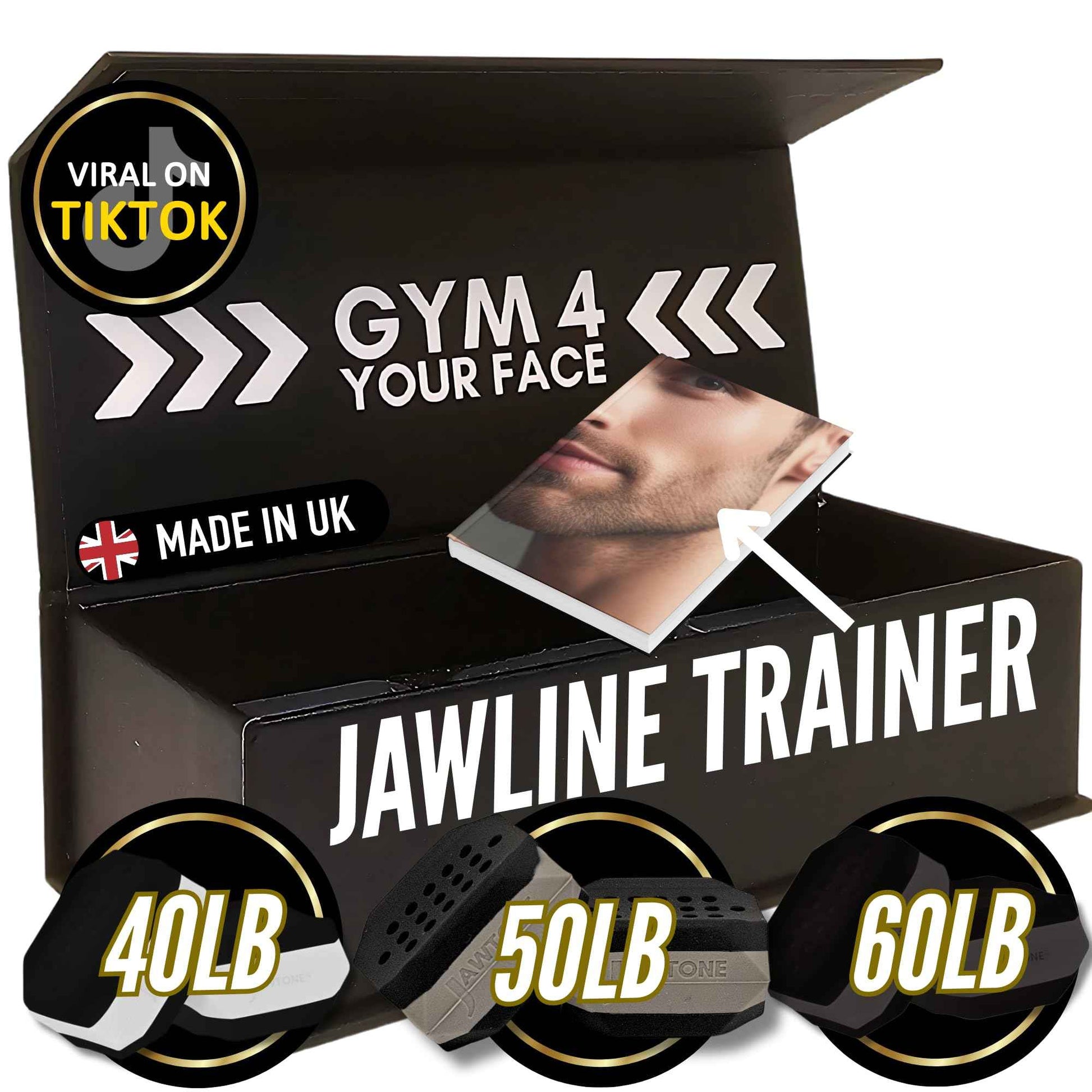 JawBlocks™ - Face Gym & Jaw Exerciser for Men & Woman [3 levels 6pcs kit] powerful jawline shaper | double chin eliminator | jawline exerciser| double chin reducer| face lift device & Jaw trainer