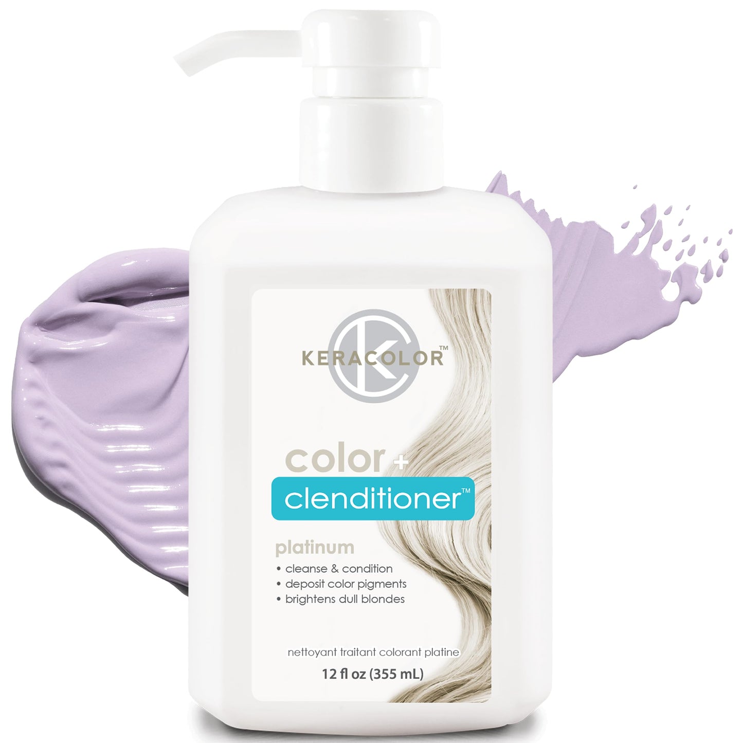 Keracolor Clenditioner PLATIUM Hair Dye - Semi Permanent Hair Color Depositing Conditioner, Cruelty-free, 12 Fl. Oz.