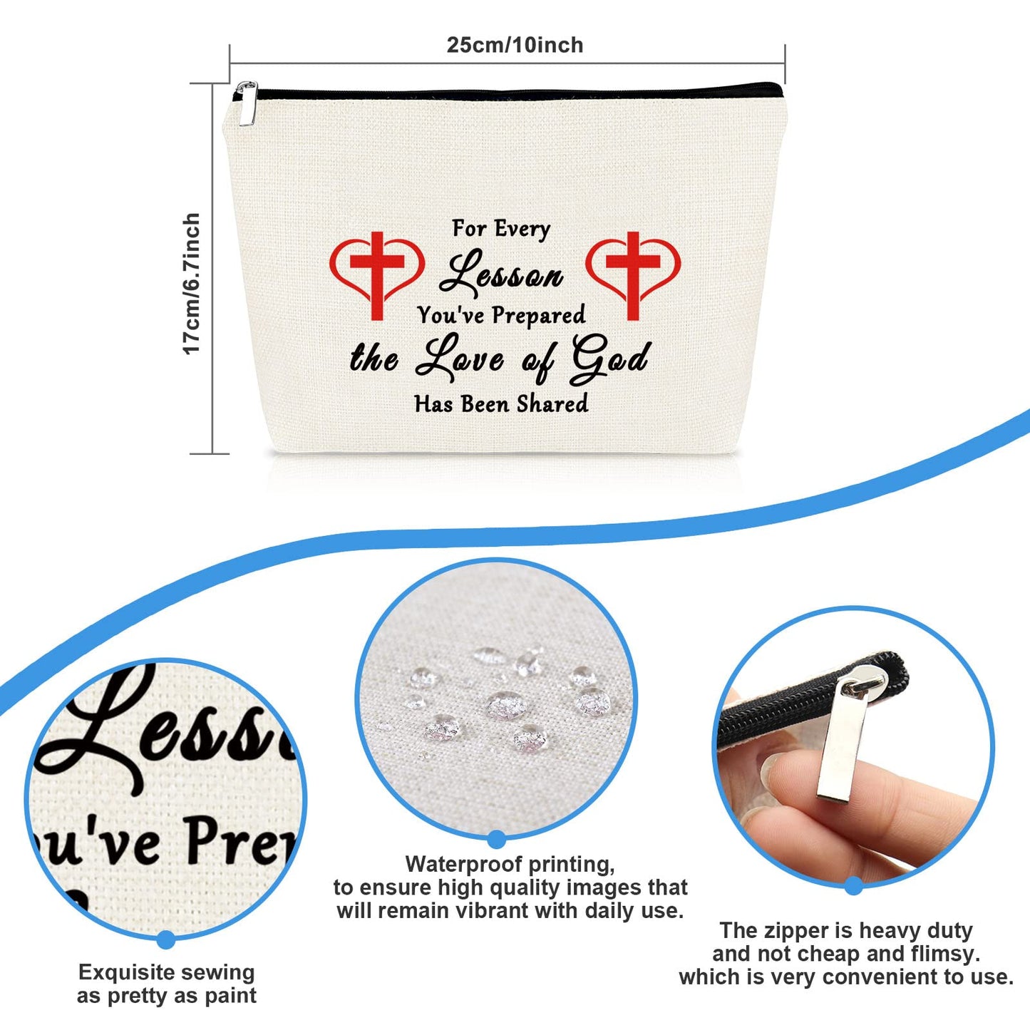 Sunday School Teacher Gift Makeup Bag Religious Gifts for Teacher Christian Gifts for Women Christian Teacher Appreciation Gifts Thanksgiving Graduation Gift for Sunday School Teacher Travel Pouch