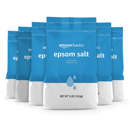 Amazon Basics Epsom Salt Soak, Magnesium Sulfate USP, 3 Pound, 6-Pack