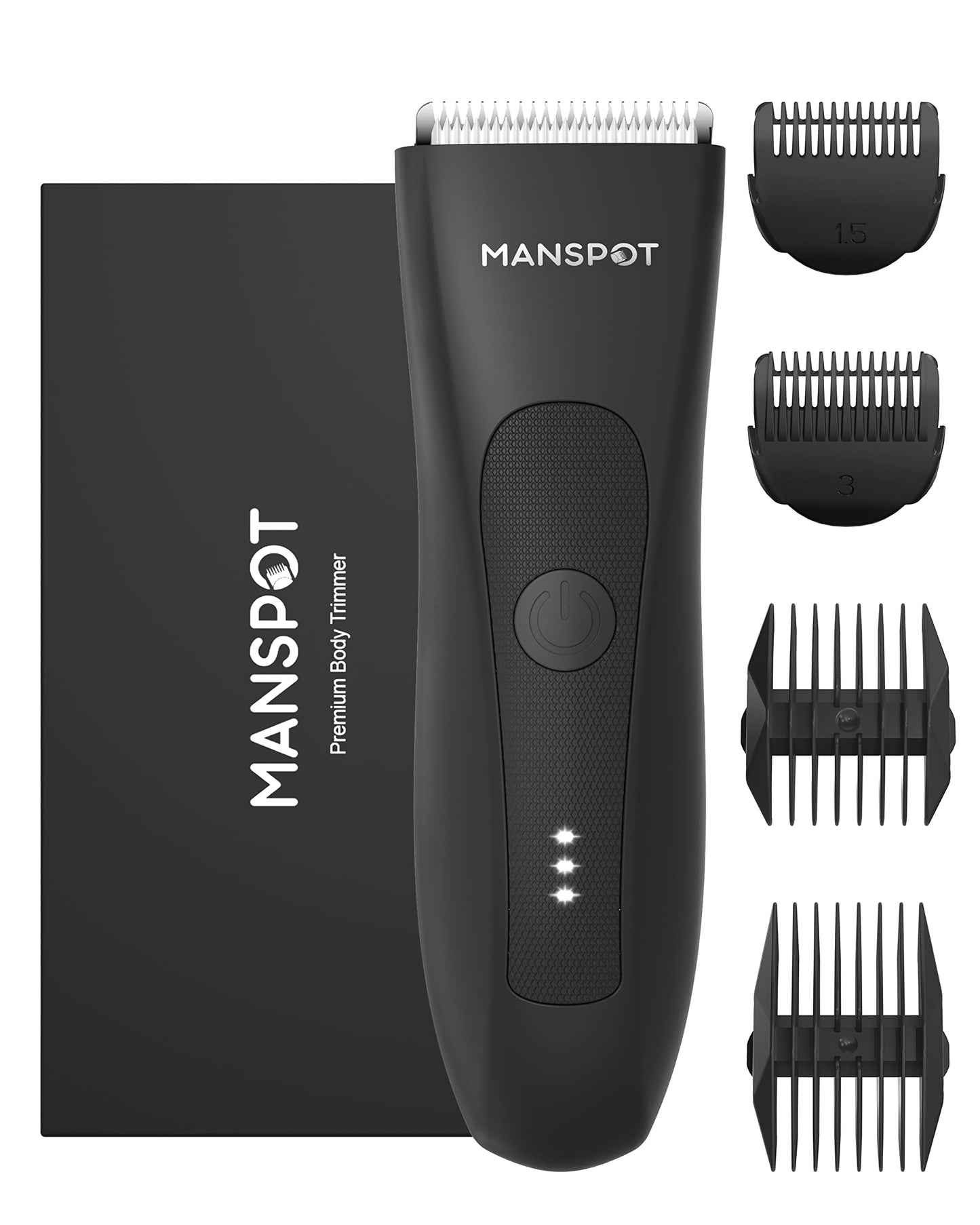 MANSPOT Manscape Groin & Body Hair Trimmer for Men, Electric Ball Trimmer Pubic Trimmer Body Shaver, Replaceable Ceramic Blade Heads,Waterproof Wet/Dry Body Shaver Groomer,90 Minutes Shaving