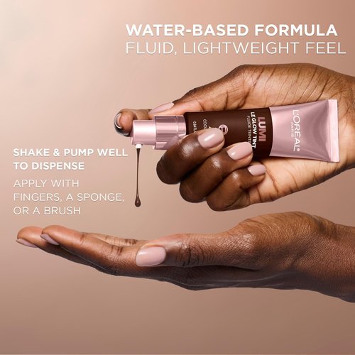 L’Oréal Paris Lumi Le Glow Skin Tint, Lightweight Water-Based Tinted Serum with Foundation-Like Coverage, Glow Illuminator, Warm 130, 0.85 Fl Oz