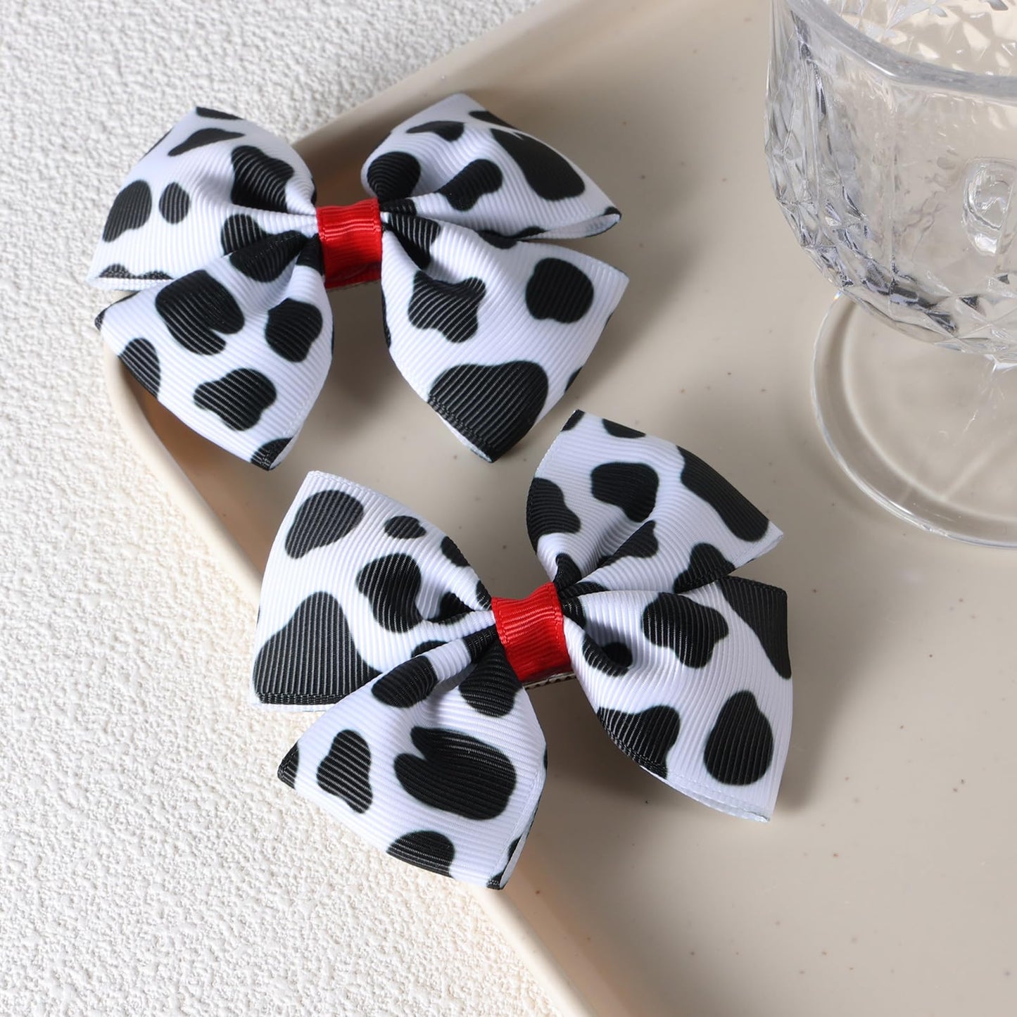 Cow Print Hair Bow Clips for Toddler Teens Baby Girls Cow Theme Birthday Gifts Cute Black Cow Alligator Barrettes Hairpins Kids Cowgirl Costume Dress Party Decor Accessories