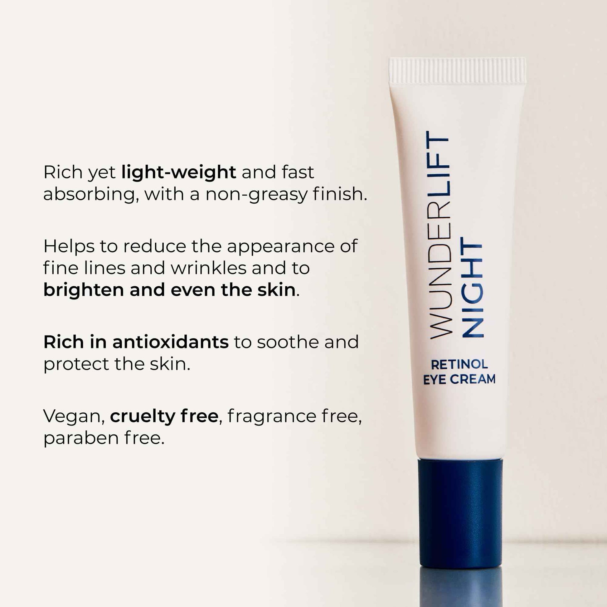 Wunderlift Night Retinol Eye Cream, 3% Encapsulated Retinol, Hyaluronic Acid and Coleus Forskohlii, Vegan and Cruelty free